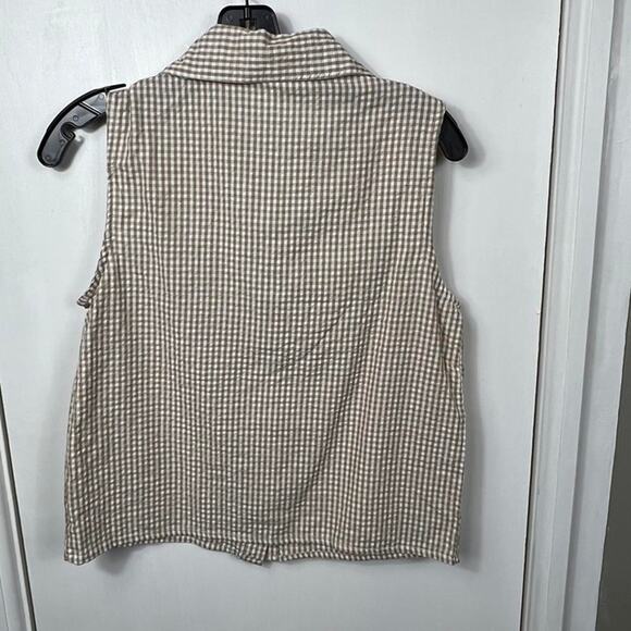 Sim & Sam Brown Gingham Sleeveless Button-Up Tank – Cotton, Size Small, NWOT - Picture 8 of 8